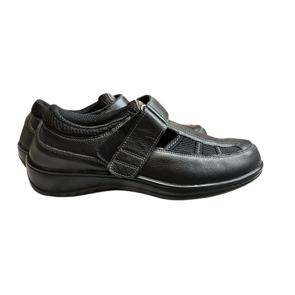 Orthofeet Women's Fisherman Leather Orthotic Casual Sandals Black Sz 8.5 D Wide - Picture 1 of 10